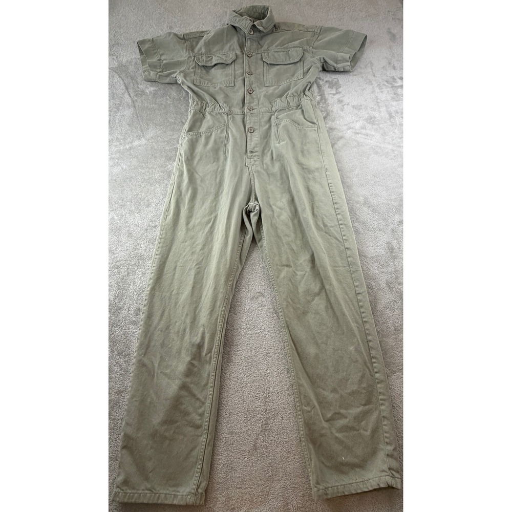 We The Free Jumpsuit Women Large Sage Green Short Sleeve Utility Twill Romper